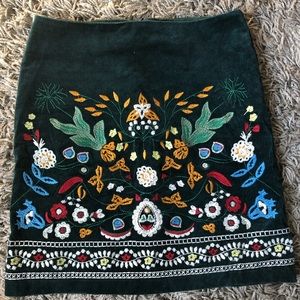 Embroidered mini corduroy skirt
